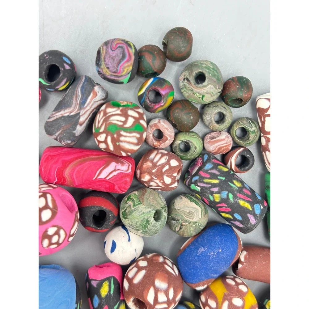 Vtg Polymer Clay Bead Lot‎ Millefiori Marbled Artisan Craft Jewelry Supplies